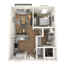 A2 1x1 674 SF 1261 floor plan